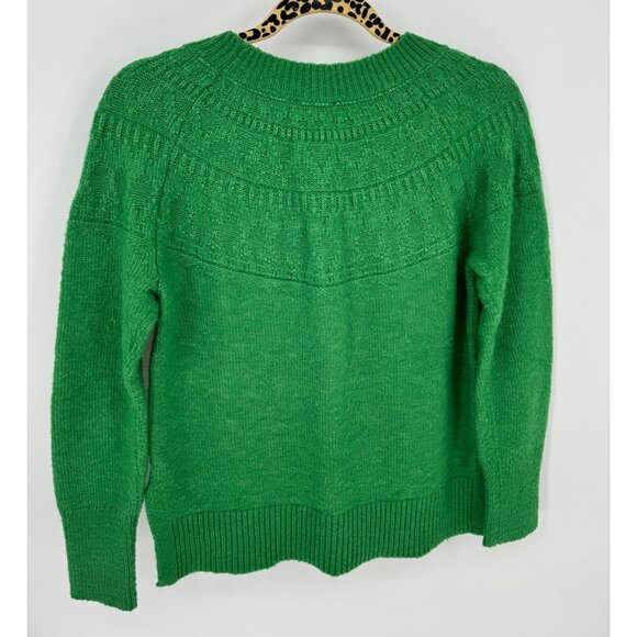 Talbots Green Knit Pullover Long Sleeve Crew Neck Wool Blend Sweater - Picture 3 of 8